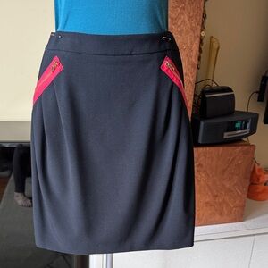Moschino Black Skirt with Red Zip Details –